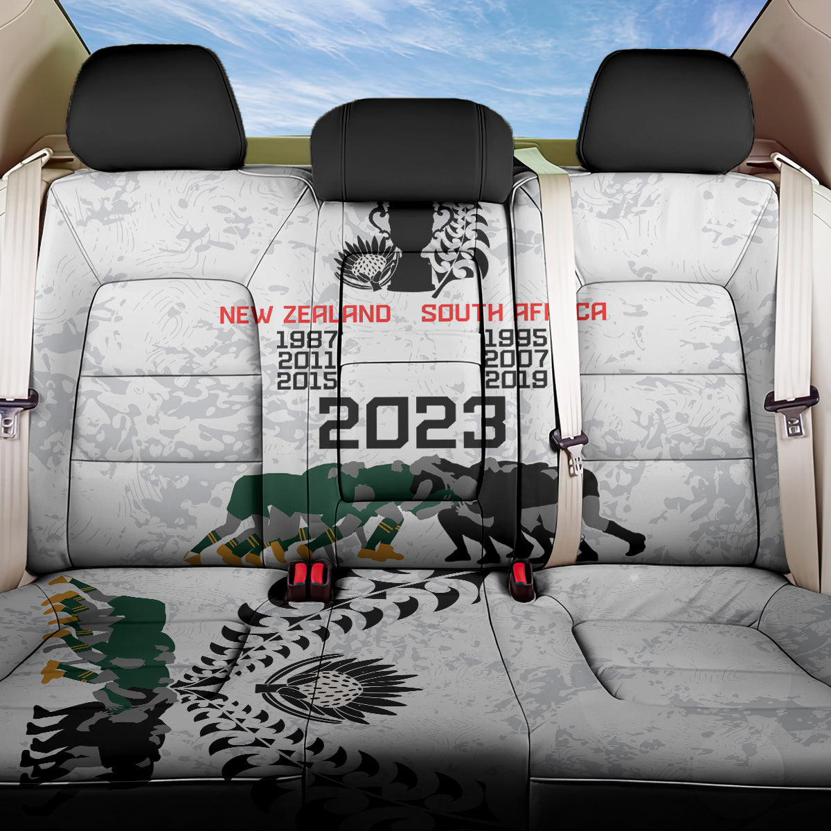 New Zealand South Africa Rugby Back Car Seat Cover History Commemorative World Cup Winners Unique