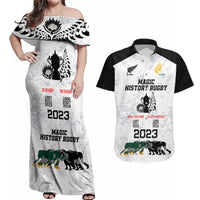 New Zealand South Africa Rugby Couples Matching Off Shoulder Maxi Dress and Hawaiian Shirt History Commemorative World Cup Winners Unique LT9 White - Polynesian Pride