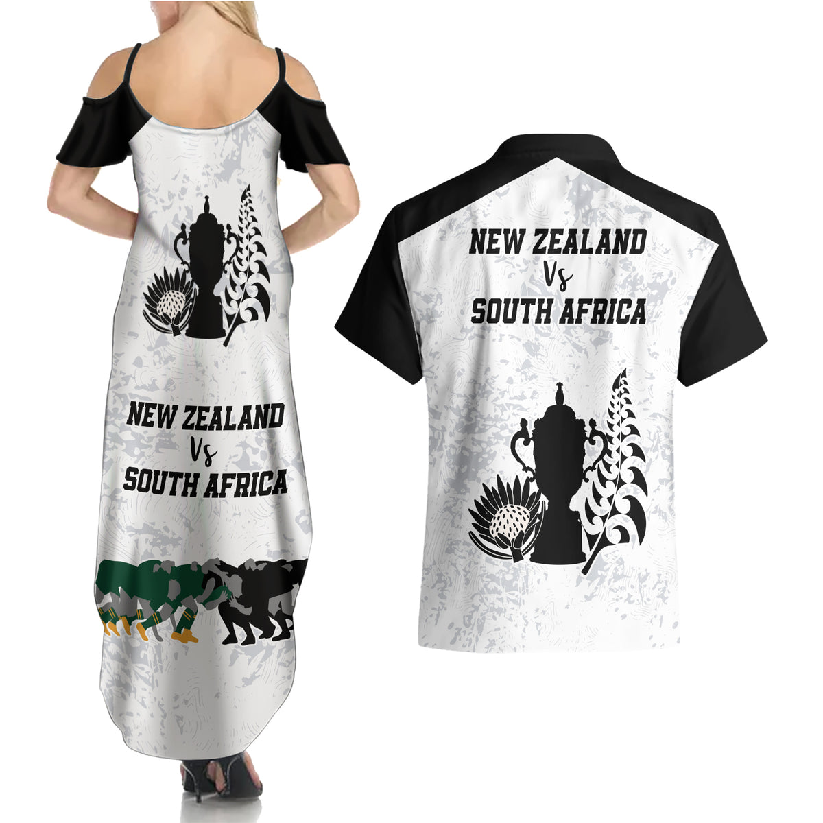 New Zealand South Africa Rugby Couples Matching Summer Maxi Dress and Hawaiian Shirt History Commemorative World Cup Winners Unique LT9 - Polynesian Pride