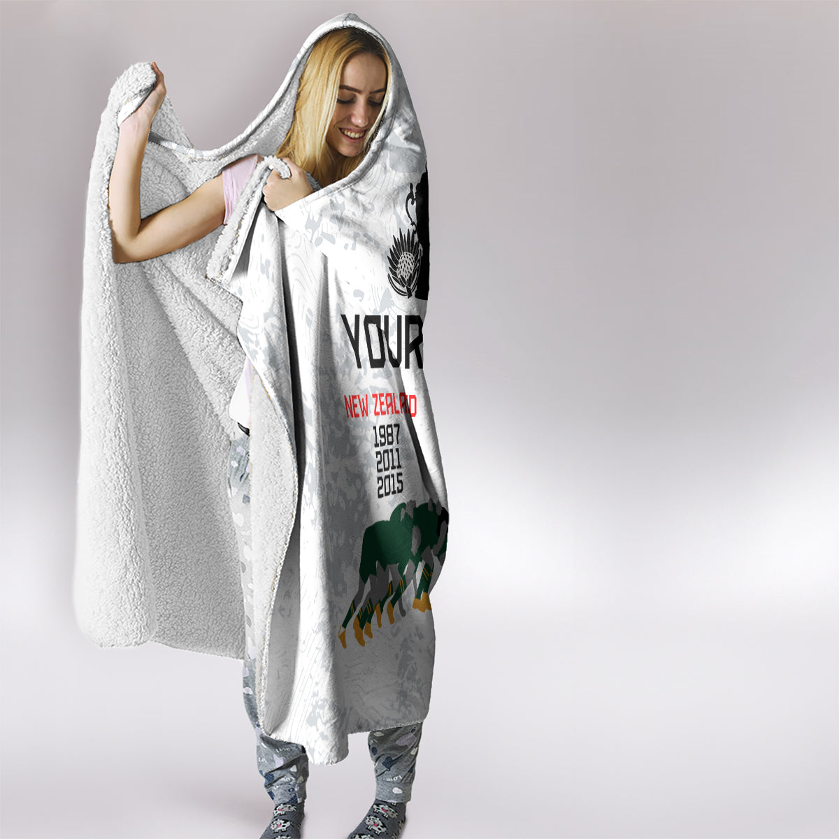 Custom New Zealand South Africa Rugby Hooded Blanket History Commemorative World Cup Winners Unique LT9 - Polynesian Pride