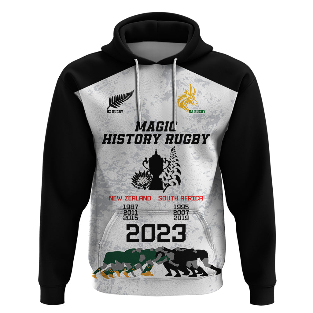 Custom New Zealand South Africa Rugby Hoodie History Commemorative World Cup Winners Unique LT9 Pullover Hoodie White - Polynesian Pride