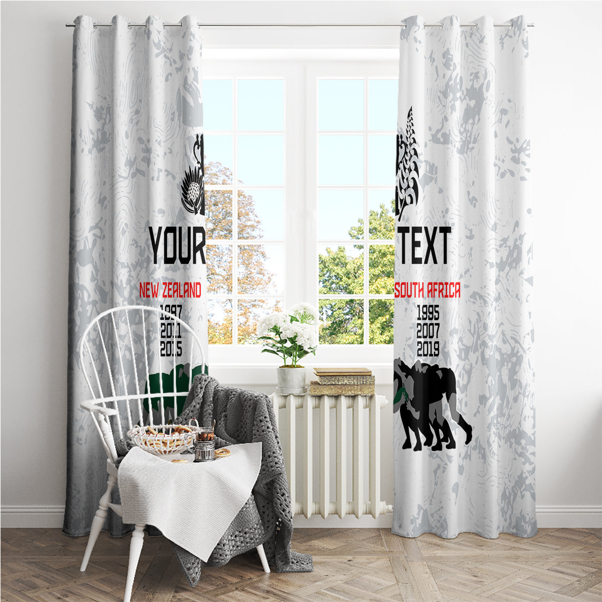 Custom New Zealand South Africa Rugby Window Curtain History Commemorative World Cup Winners Unique LT9 - Polynesian Pride
