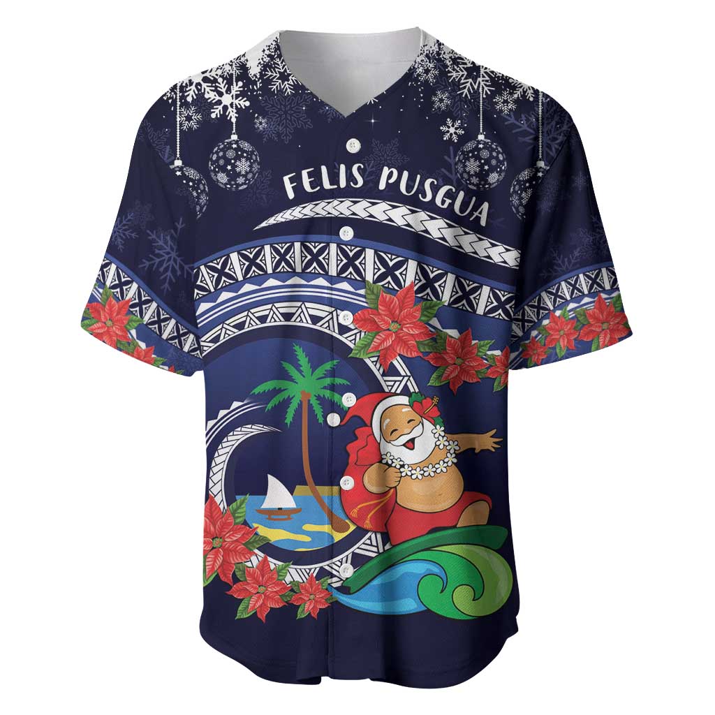 Felis Pusgua Guam Santa Baseball Jersey Merry Christmas with Polynesian Tribal