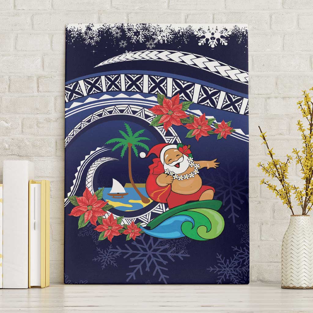 Felis Pusgua Guam Santa Canvas Wall Art Merry Christmas with Polynesian Tribal