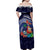 Felis Pusgua Guam Santa Family Matching Off Shoulder Maxi Dress and Hawaiian Shirt Merry Christmas with Polynesian Tribal