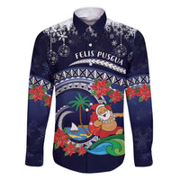 Felis Pusgua Guam Santa Family Matching Short Sleeve Bodycon Dress and Hawaiian Shirt Merry Christmas with Polynesian Tribal