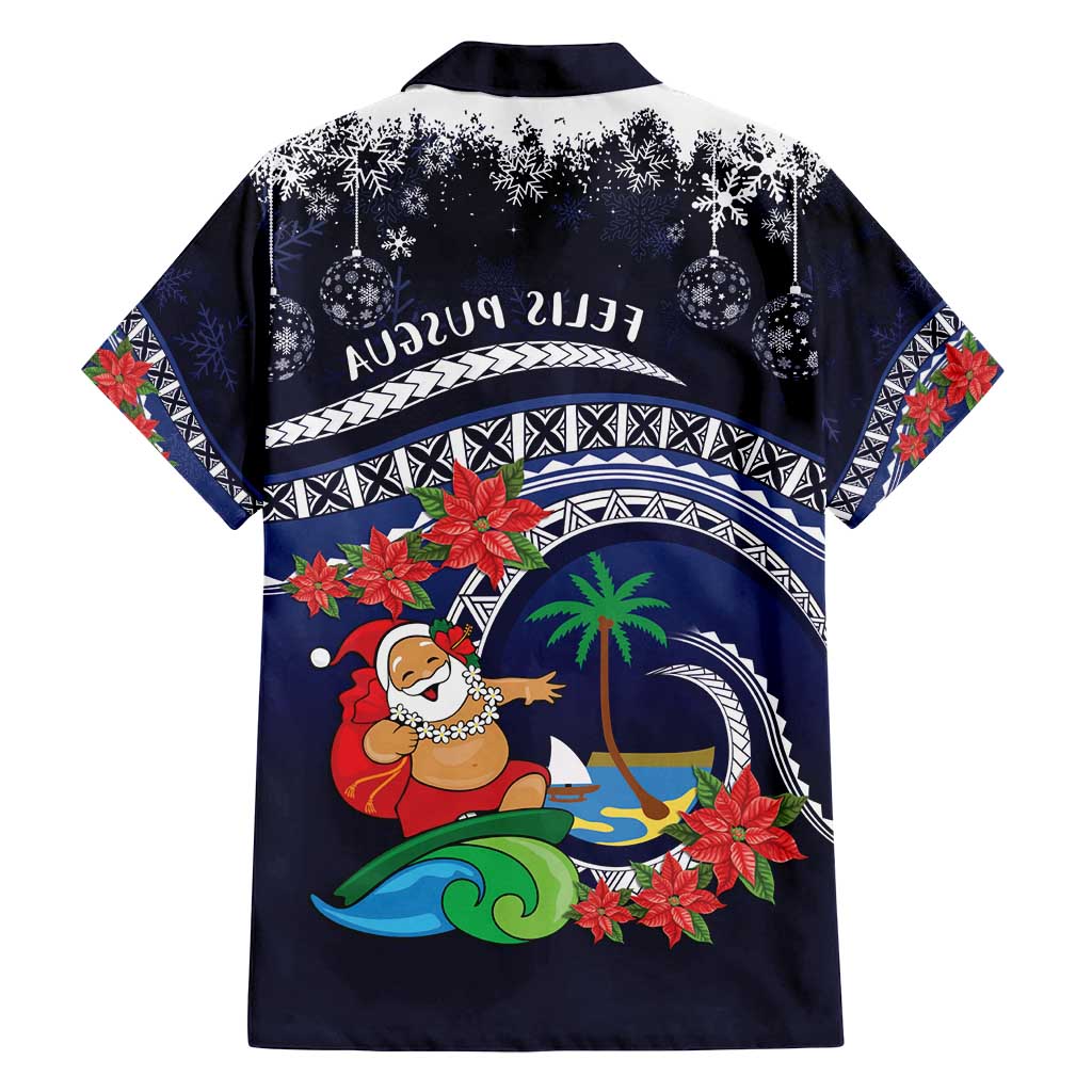 Felis Pusgua Guam Santa Family Matching Summer Maxi Dress and Hawaiian Shirt Merry Christmas with Polynesian Tribal
