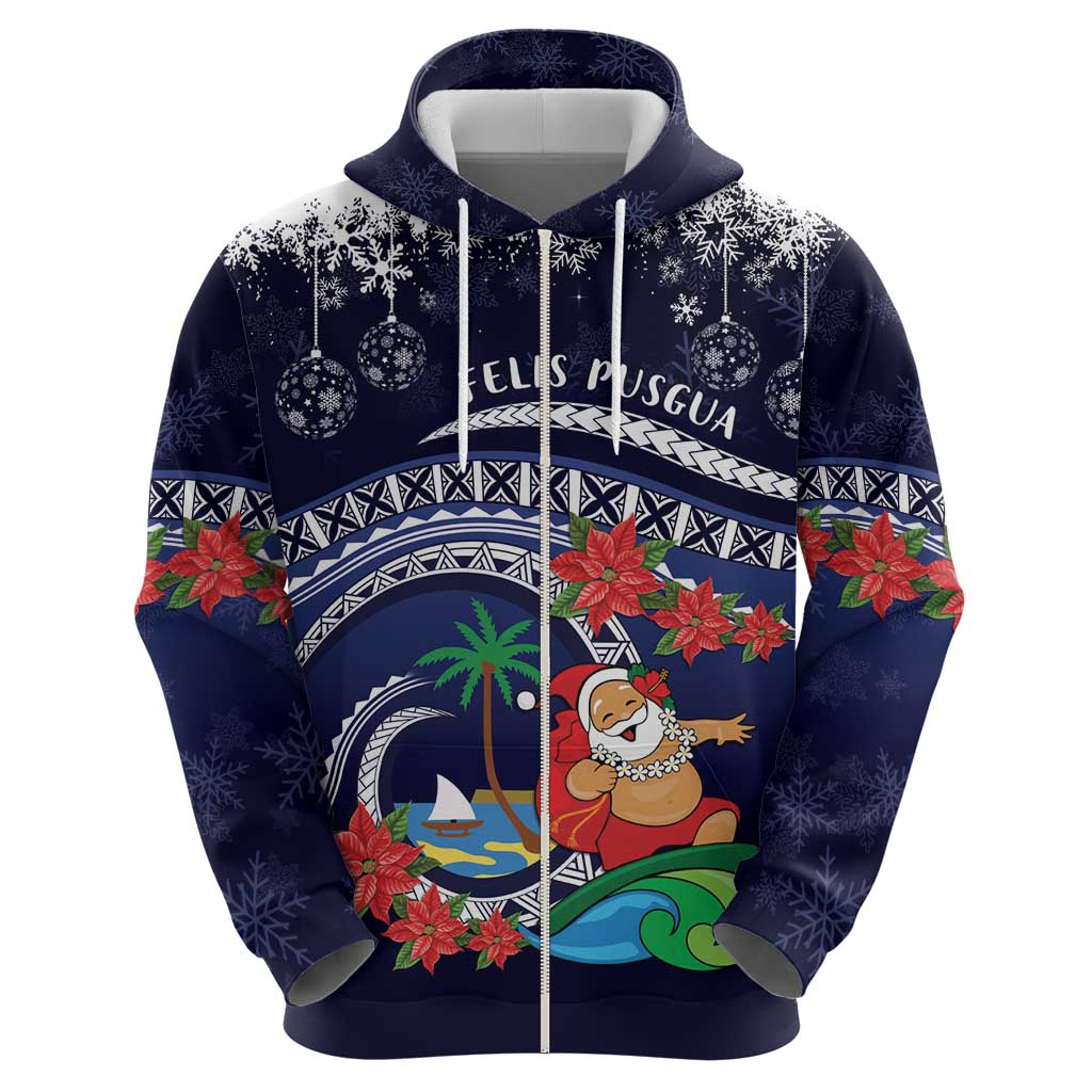 Felis Pusgua Guam Santa Hoodie Merry Christmas with Polynesian Tribal