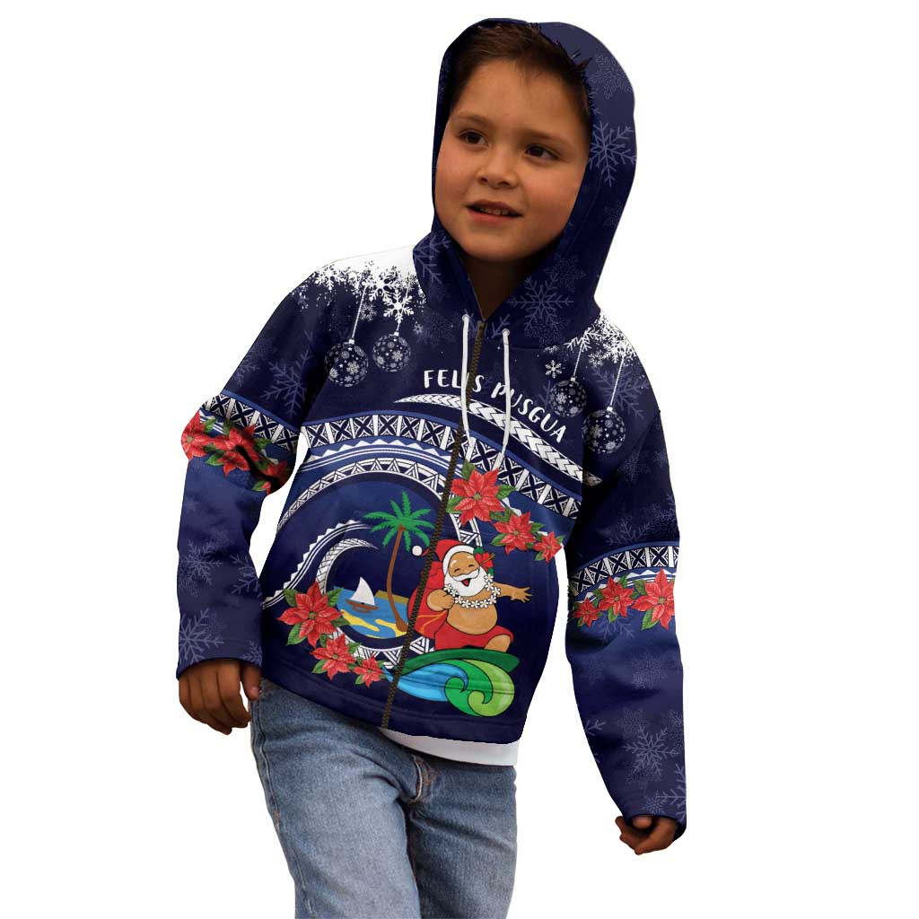 Felis Pusgua Guam Santa Kid Hoodie Merry Christmas with Polynesian Tribal