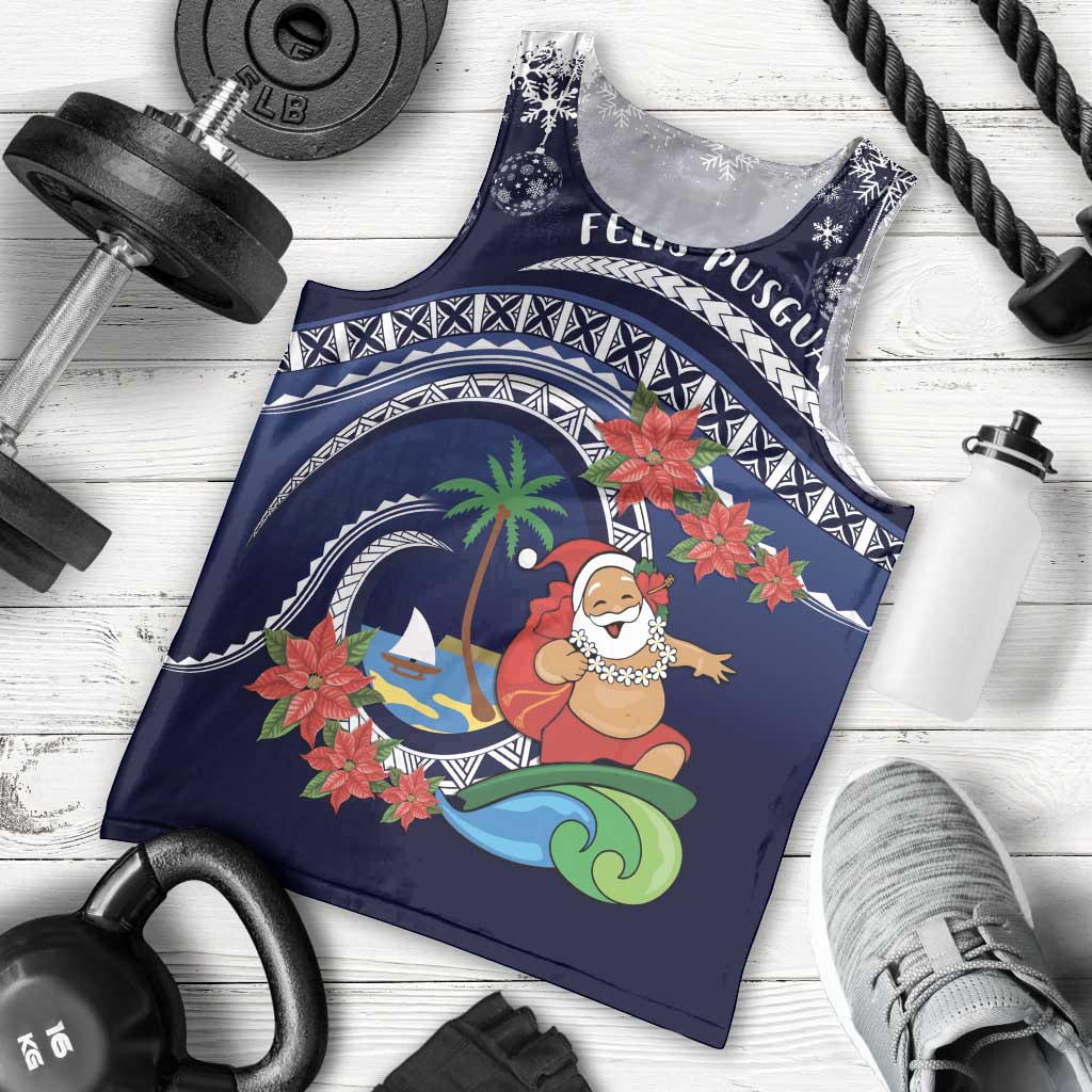 Felis Pusgua Guam Santa Men Tank Top Merry Christmas with Polynesian Tribal