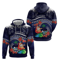 Felis Pusgua Guam Santa Zip Hoodie Merry Christmas with Polynesian Tribal