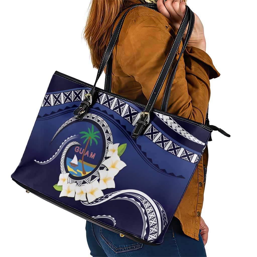 Hafai Adai Guam Guasalis Leather Tote Bag Polynesian Tribal Pattern