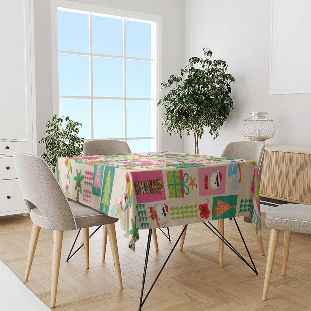 Mele Kalikimaka Hawaii Christmas Tablecloth Funny Santan Hippie Style