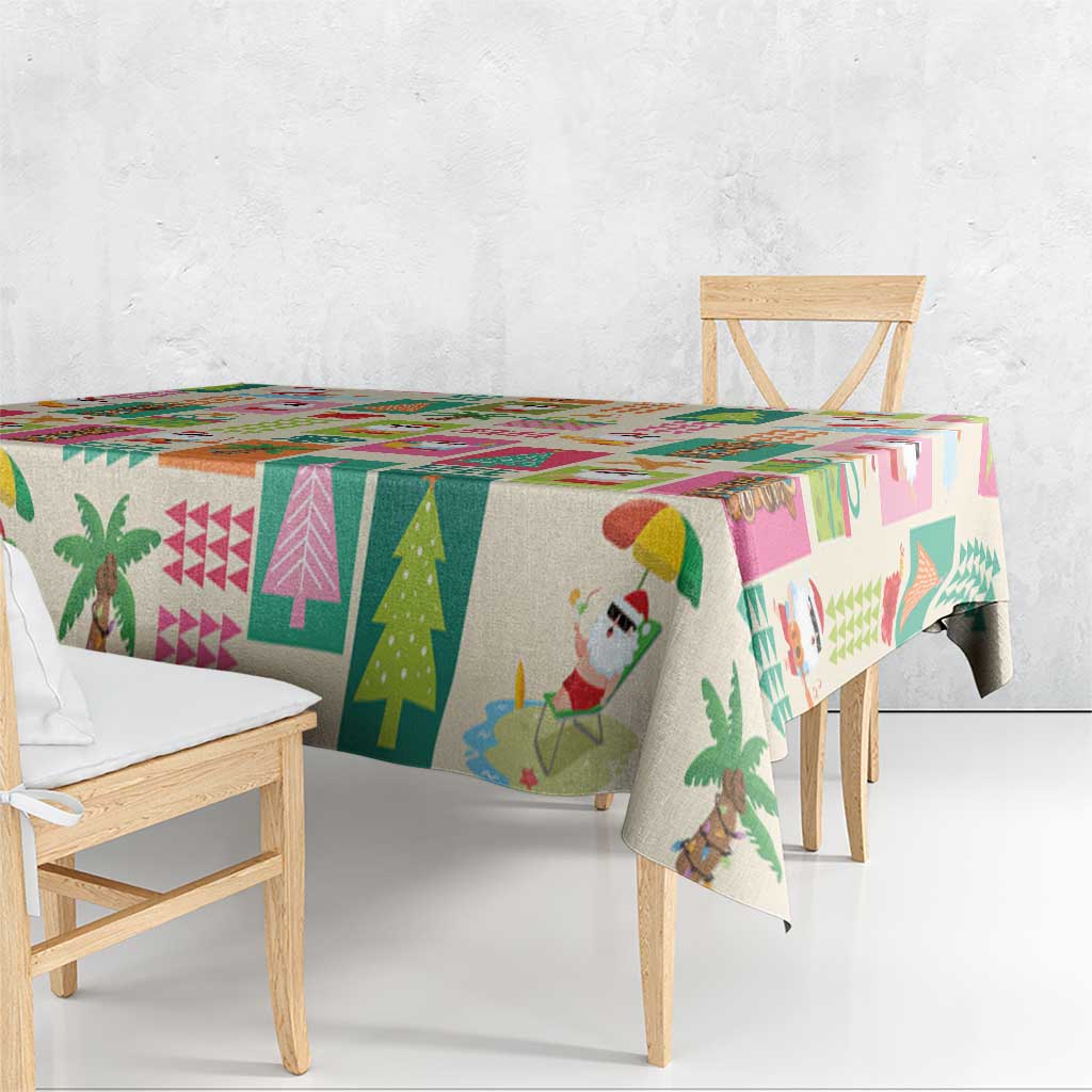 Mele Kalikimaka Hawaii Christmas Tablecloth Funny Santan Hippie Style