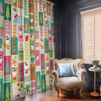 Mele Kalikimaka Hawaii Christmas Window Curtain Funny Santan Hippie Style