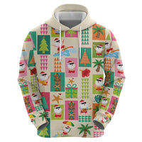 Mele Kalikimaka Hawaii Christmas Zip Hoodie Funny Santan Hippie Style