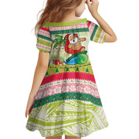 Mele Kalikimaka Hawaii Christmas Family Matching Puletasi and Hawaiian Shirt Surfing Santa with Polynesian Tribal