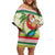 Mele Kalikimaka Hawaii Christmas Off Shoulder Short Dress Surfing Santa with Polynesian Tribal