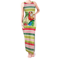Mele Kalikimaka Hawaii Christmas Tank Maxi Dress Surfing Santa with Polynesian Tribal LT9 Women Green - Polynesian Pride