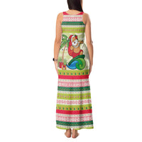 Mele Kalikimaka Hawaii Christmas Tank Maxi Dress Surfing Santa with Polynesian Tribal LT9 - Polynesian Pride