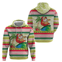 Mele Kalikimaka Hawaii Christmas Zip Hoodie Surfing Santa with Polynesian Tribal