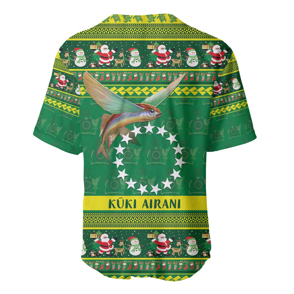 Meri Kiritimiti Cook Islands Christmas Baseball Jersey Maroro Flying Fish and White Stars