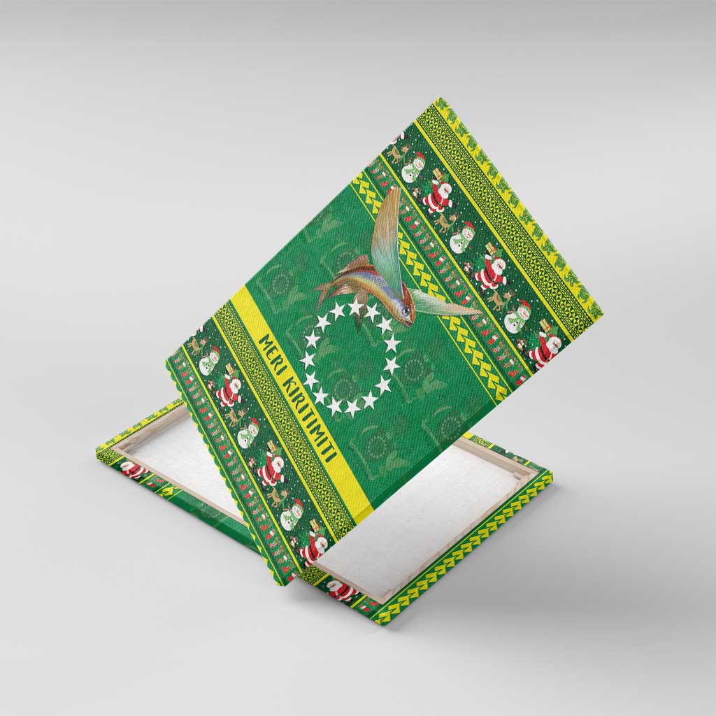 Meri Kiritimiti Cook Islands Christmas Canvas Wall Art Maroro Flying Fish and White Stars