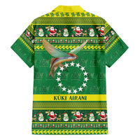 Meri Kiritimiti Cook Islands Christmas Family Matching Off Shoulder Short Dress and Hawaiian Shirt Maroro Flying Fish and White Stars LT9 - Polynesian Pride