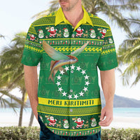 Meri Kiritimiti Cook Islands Christmas Hawaiian Shirt Maroro Flying Fish and White Stars LT9 - Polynesian Pride