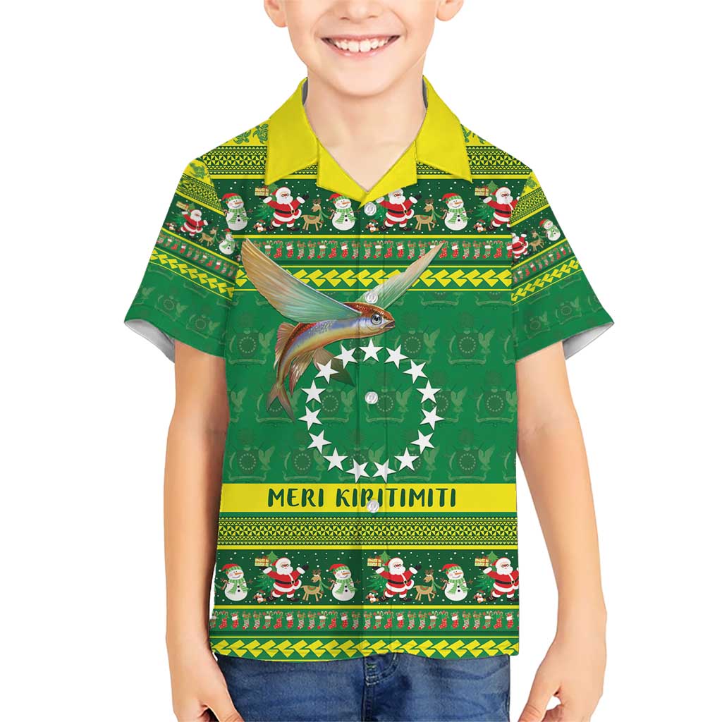 Meri Kiritimiti Cook Islands Christmas Hawaiian Shirt Maroro Flying Fish and White Stars LT9 - Polynesian Pride