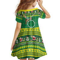 Meri Kiritimiti Cook Islands Christmas Kid Short Sleeve Dress Maroro Flying Fish and White Stars LT9 - Polynesian Pride
