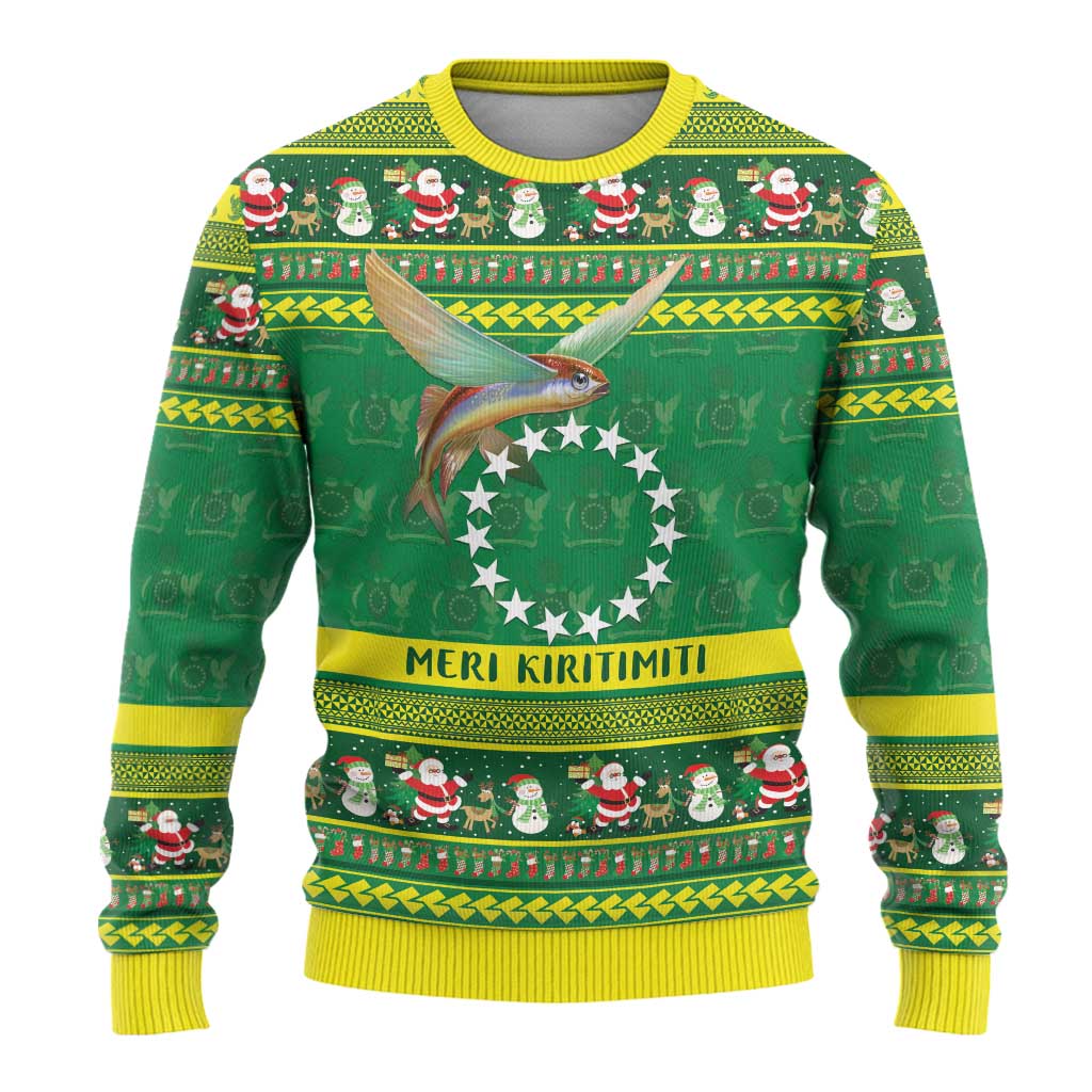 Meri Kiritimiti Cook Islands Christmas Ugly Christmas Sweater Maroro Flying Fish and White Stars