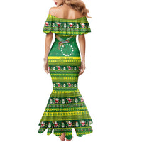Meri Kiritimiti Cook Islands Christmas Mermaid Dress Maroro Flying Fish and White Stars LT9 - Polynesian Pride