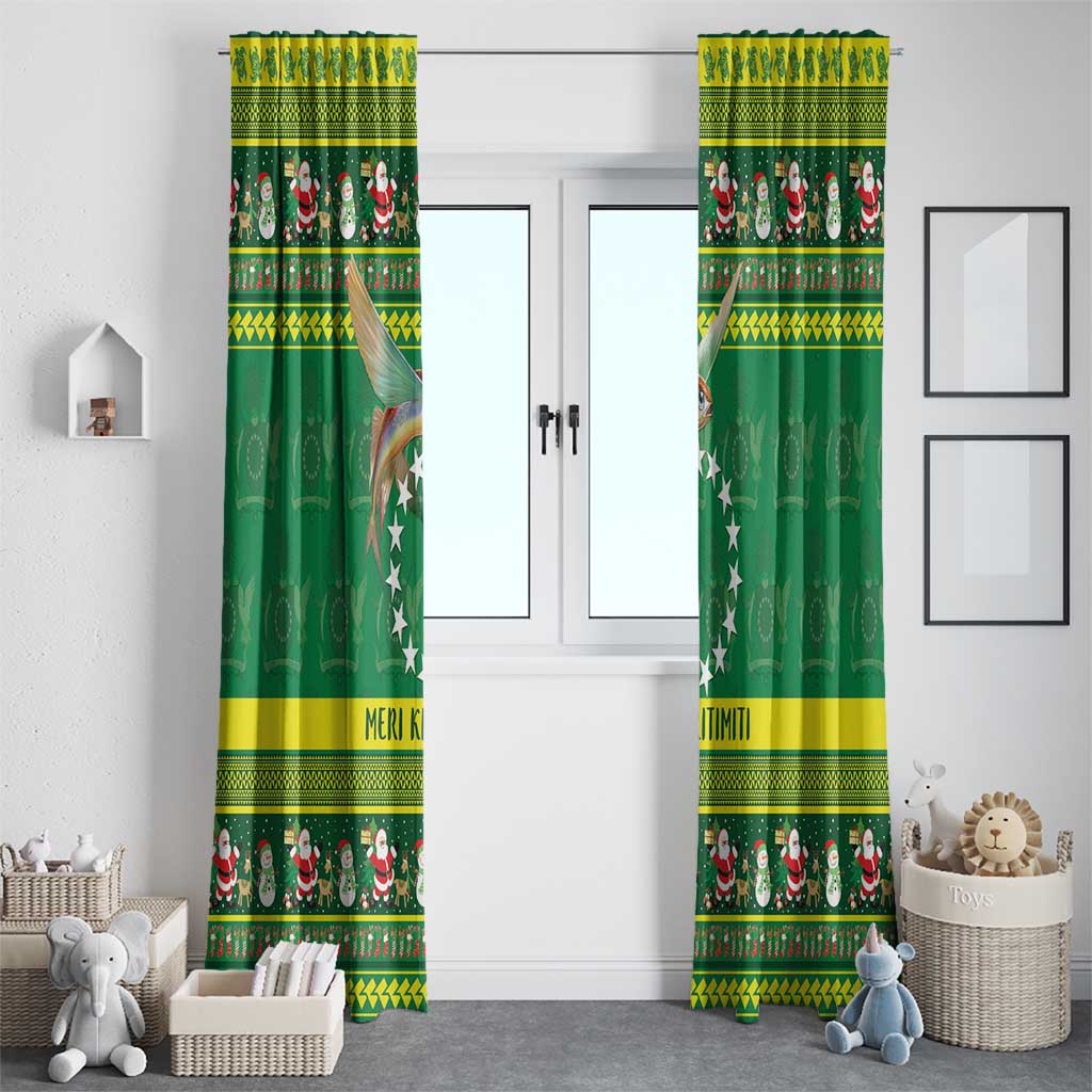 Meri Kiritimiti Cook Islands Christmas Window Curtain Maroro Flying Fish and White Stars