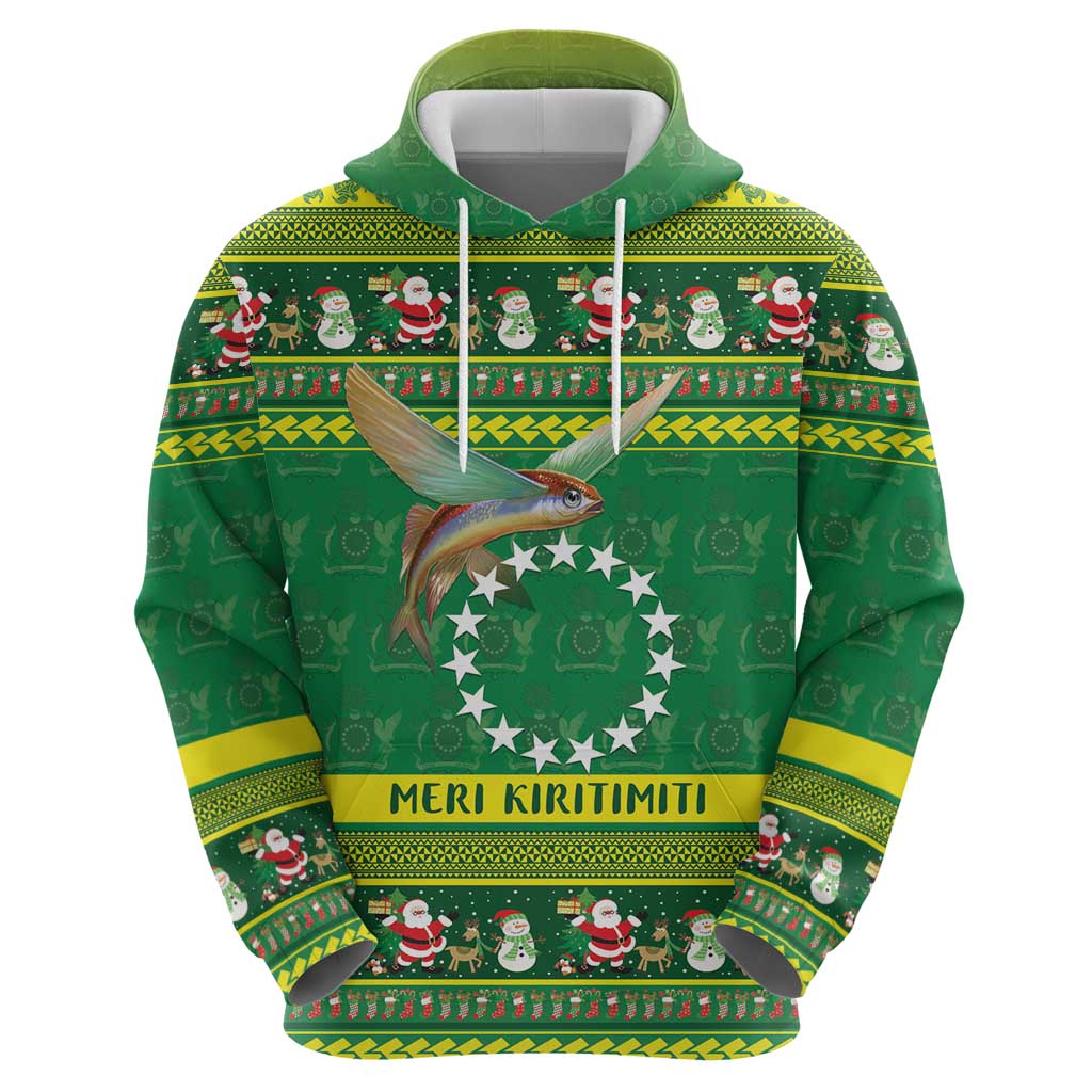 Meri Kiritimiti Cook Islands Christmas Zip Hoodie Maroro Flying Fish and White Stars