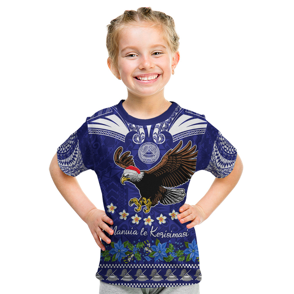 American Samoa Christmas Kid T Shirt Manuia le Kerisimasi Polynesian Tribal LT9 Blue - Polynesian Pride