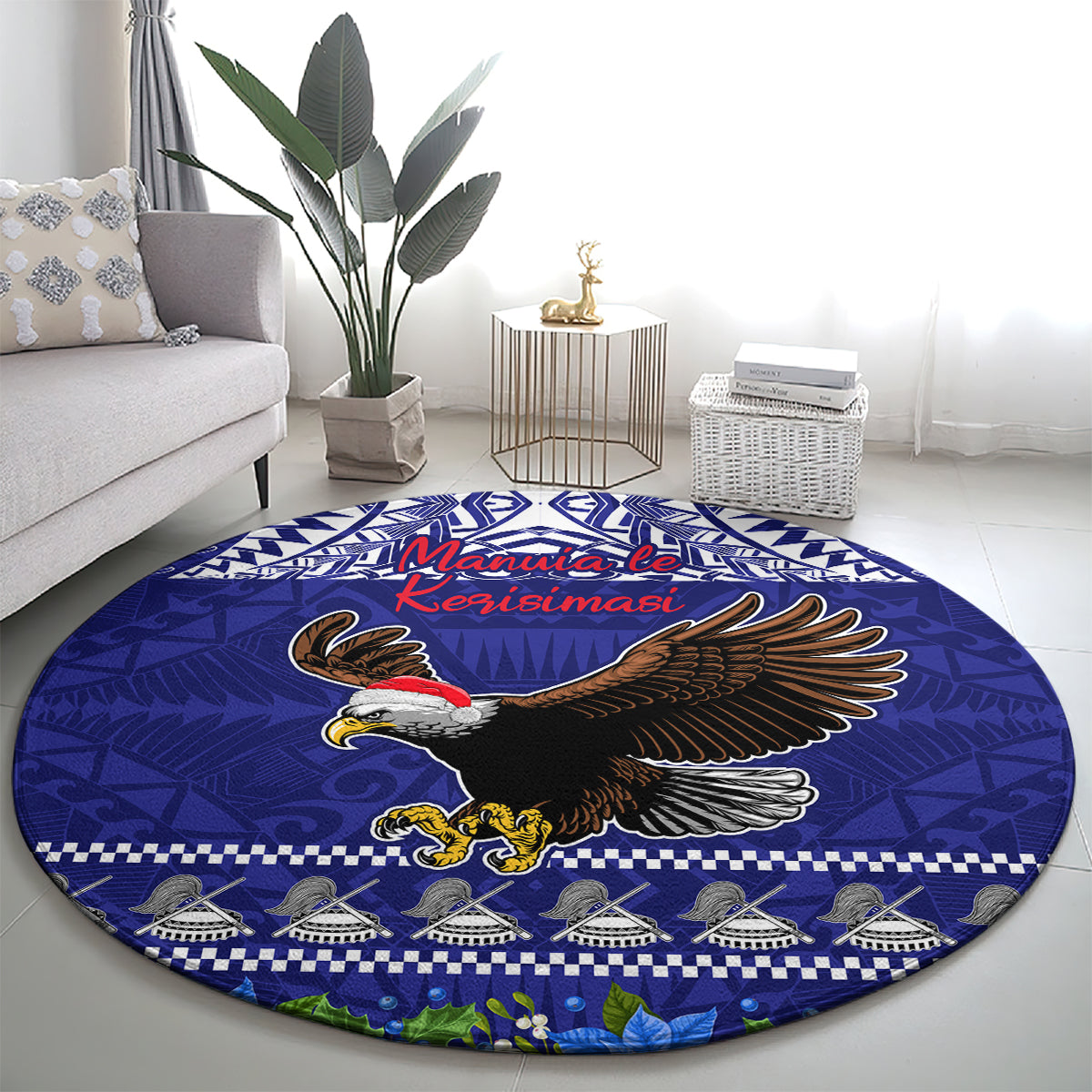 American Samoa Christmas Round Carpet Manuia le Kerisimasi Polynesian Tribal LT9 - Polynesian Pride