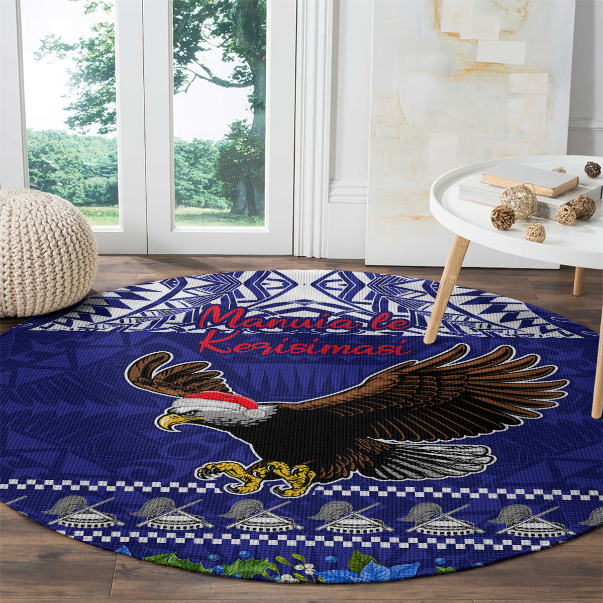 American Samoa Christmas Round Carpet Manuia le Kerisimasi Polynesian Tribal LT9 - Polynesian Pride