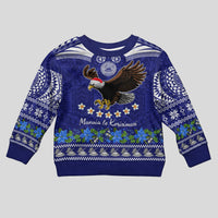 Personalised American Samoa Christmas Kid Ugly Christmas Sweater Manuia le Kerisimasi Polynesian Tribal LT9 Kid Blue - Polynesian Pride