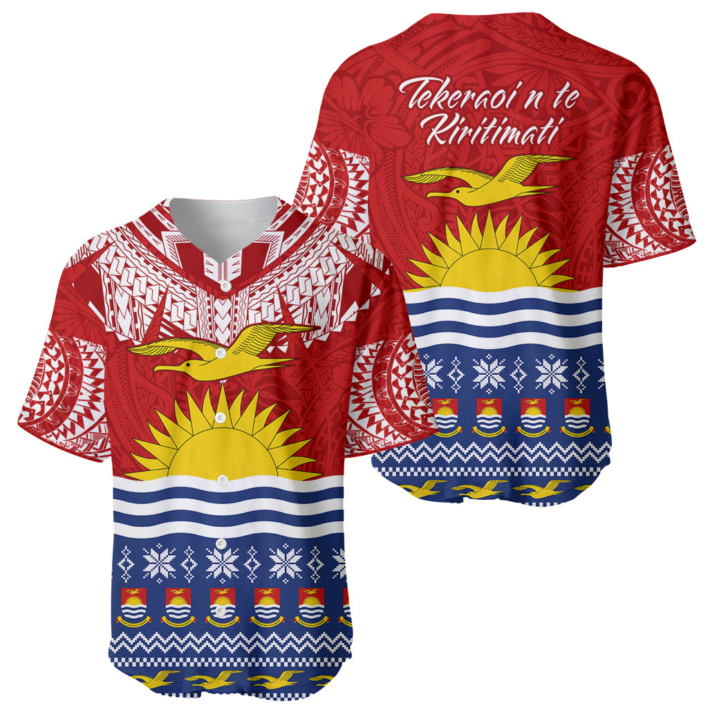 Kiribati Christmas Baseball Jersey Tekeraoi n Te Tiritimati Polynesian Tribal LT9 - Polynesian Pride