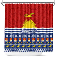 Personalised Kiribati Christmas Shower Curtain Tekeraoi n Te Tiritimati Polynesian Tribal LT9 Red - Polynesian Pride