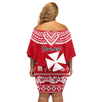 Personalised Wallis and Futuna Christmas Family Matching Off Shoulder Short Dress and Hawaiian Shirt Polynesian Tribal LT9 - Polynesian Pride