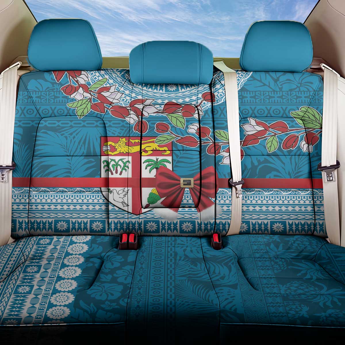 Fijian Tagimoucia Flowers Back Car Seat Cover Christmas Coquette bow