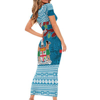 Fijian Tagimoucia Flowers Family Matching Short Sleeve Bodycon Dress and Hawaiian Shirt Christmas Coquette bow