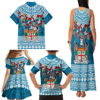 Fijian Tagimoucia Flowers Family Matching Tank Maxi Dress and Hawaiian Shirt Christmas Coquette bow