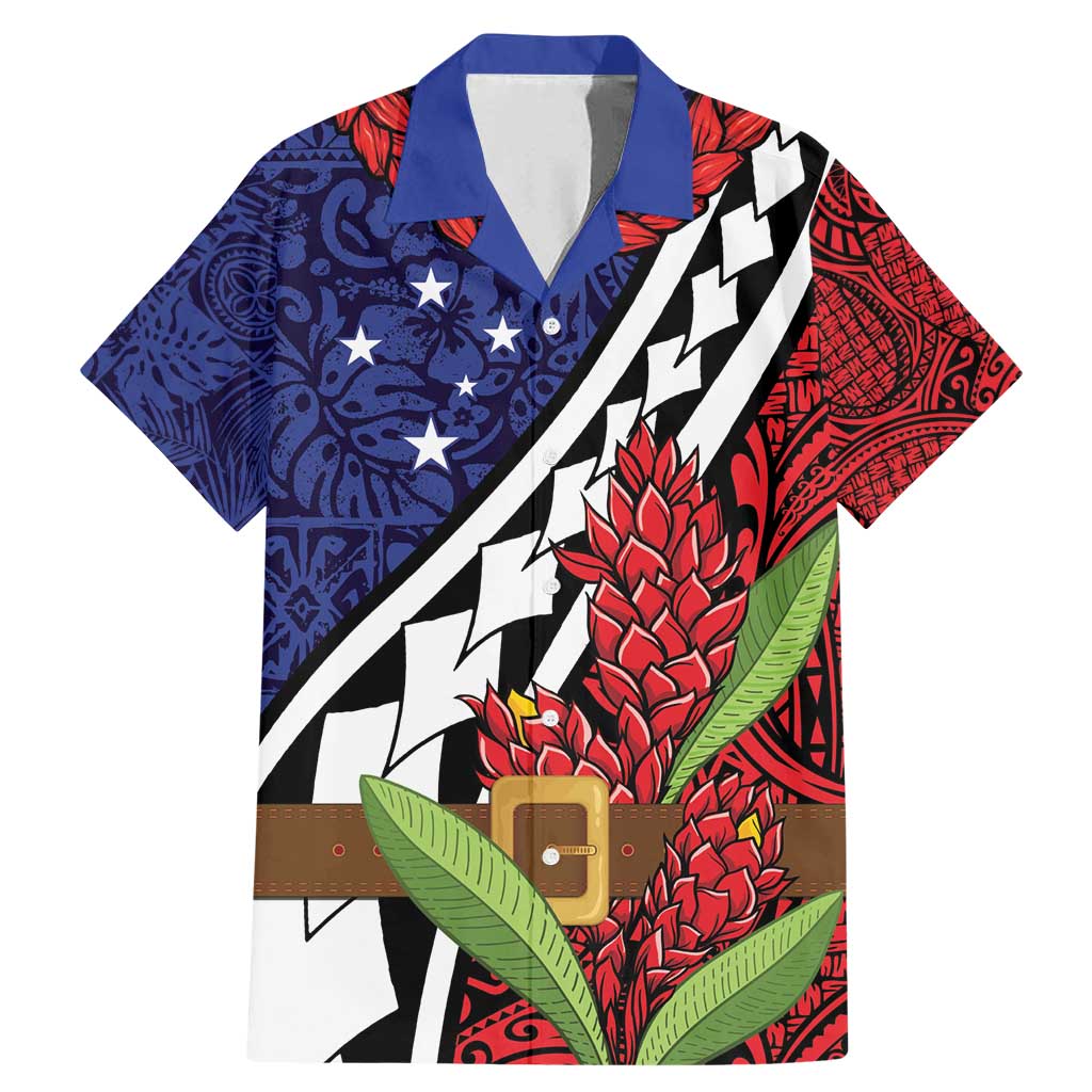 Samoan Ula Fala Flowers Family Matching Mermaid Dress and Hawaiian Shirt Christmas Santa Belt