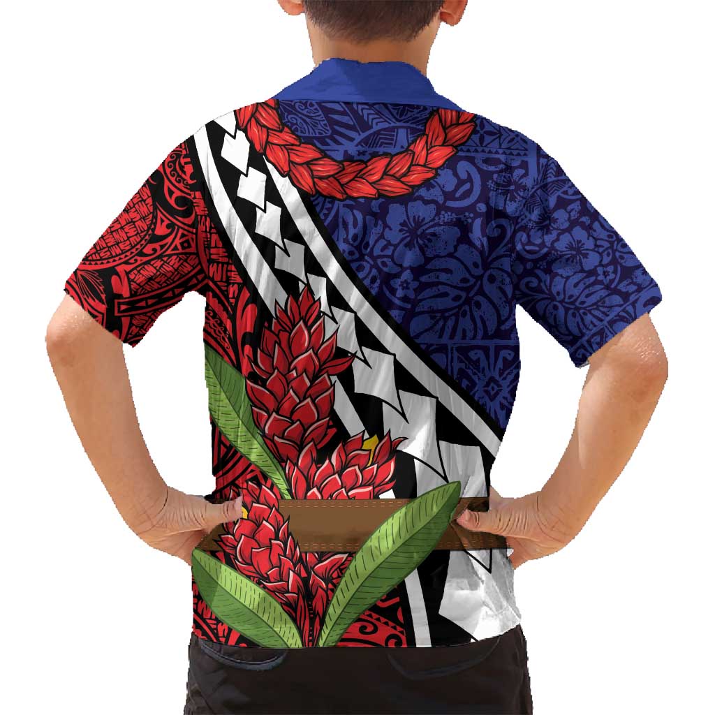 Samoan Ula Fala Flowers Family Matching Puletasi and Hawaiian Shirt Christmas Santa Belt