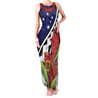 Samoan Ula Fala Flowers Family Matching Tank Maxi Dress and Hawaiian Shirt Christmas Santa Belt