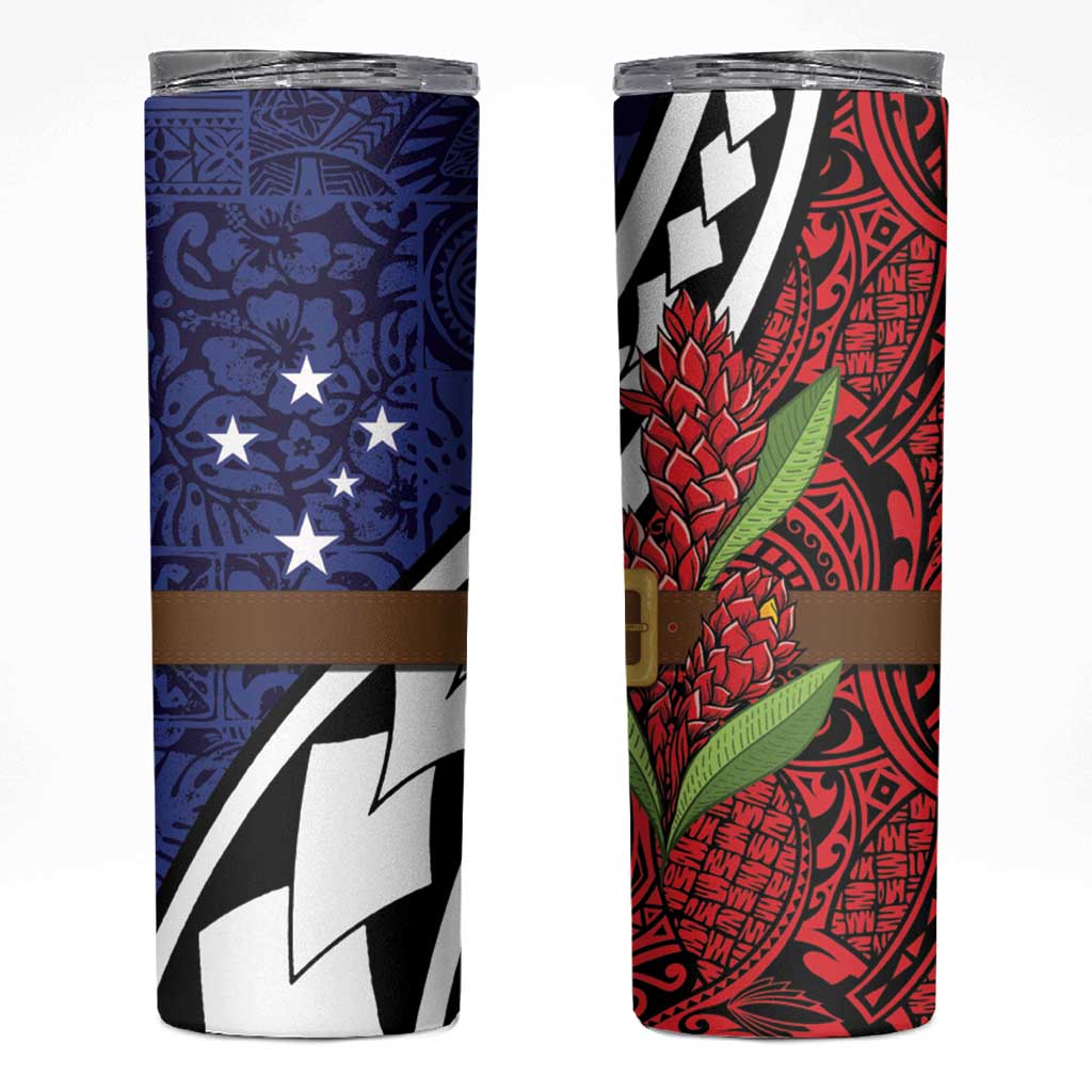Samoan Ula Fala Flowers Skinny Tumbler Christmas Santa Belt LT9 Red - Polynesian Pride