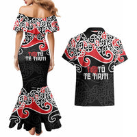 Aotearoa Toitu Te Tiriti Couples Matching Mermaid Dress and Hawaiian Shirt New Zealand Stand Together Stand Stronger LT9 - Polynesian Pride